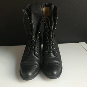 Black leather ankle boots